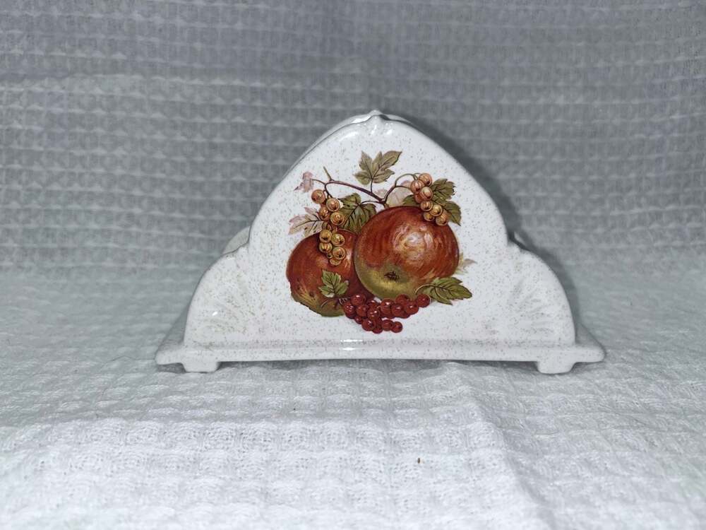 Vintage Ceramic Fruit Motif Napkin Holder USA